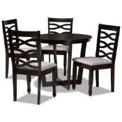 Baxton Studio Leda Modern and Contemporary Grey Fabric Upholstered and Dark Brown Finished Wood 5-Piece Dining Set
